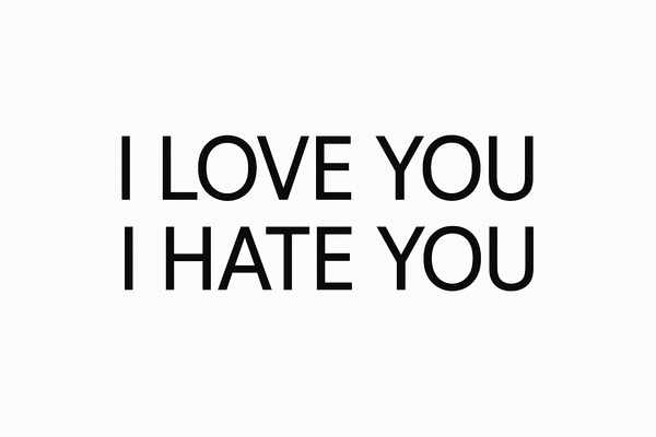 JUST make it a plan modern text that says I LOVE YOU I HATE YOU